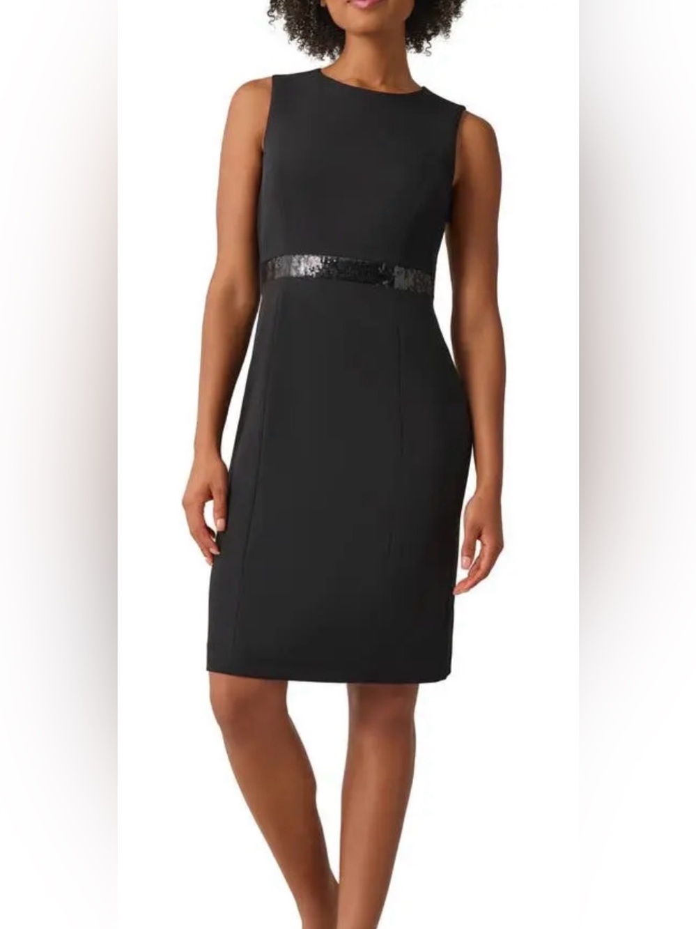 Kasper Black Sequin-Waist Pencil Skirt
